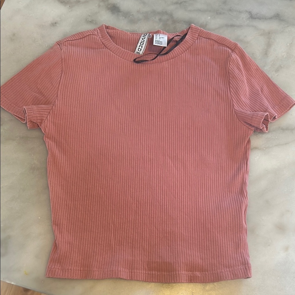 Divided Pink Fitted Ribbed Tee